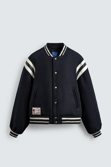 CHAMPION® X ZARA PADDED BOMBER JACKET - Navy blue by Zara