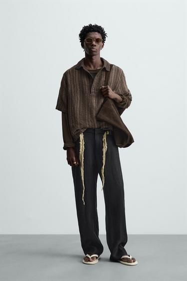 POLO ESTRUCTURA ABIERTA - Marrón de Zara - Imagen 0