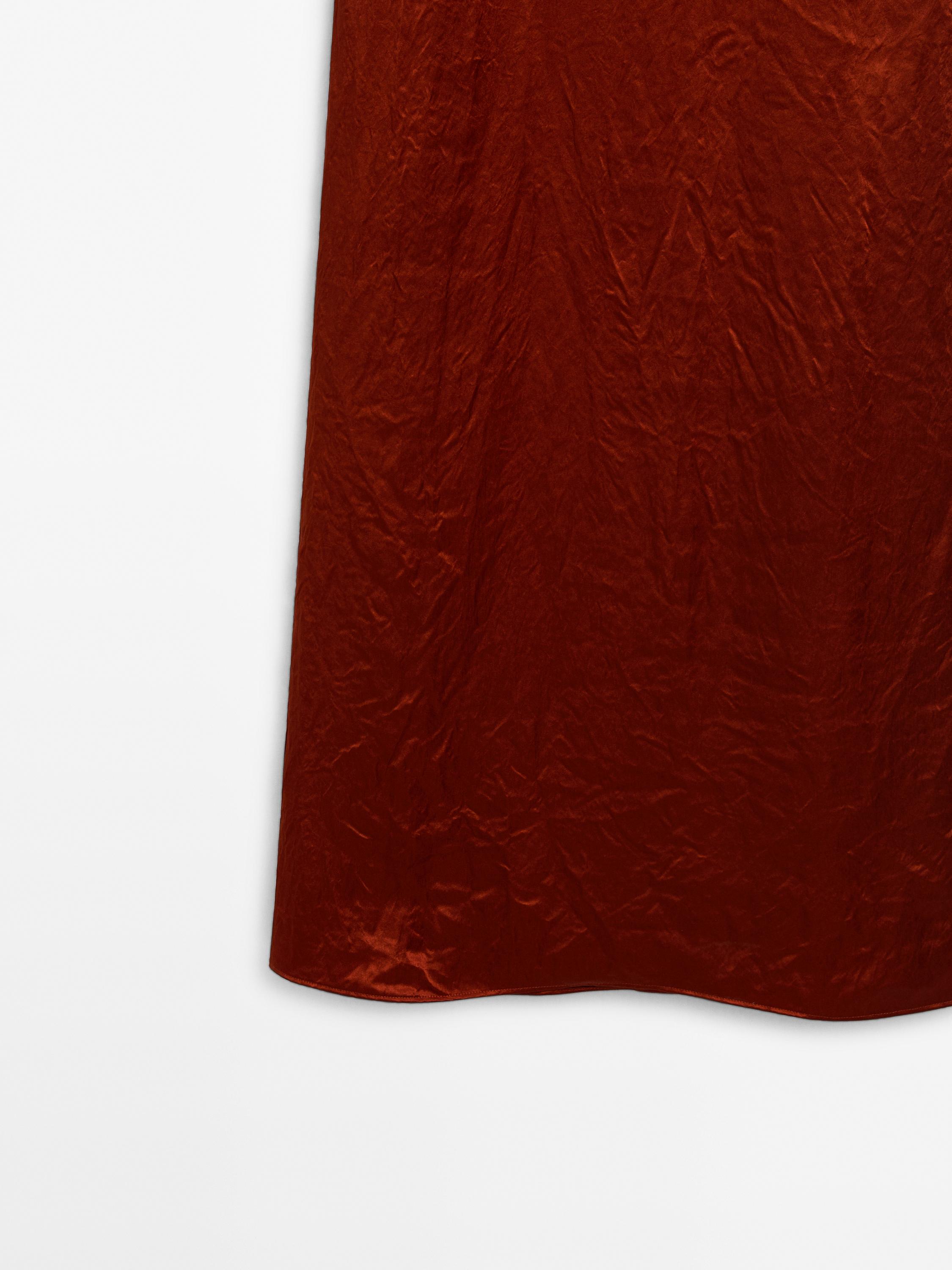 Long flowing satin dress - Orange | ZARA United States