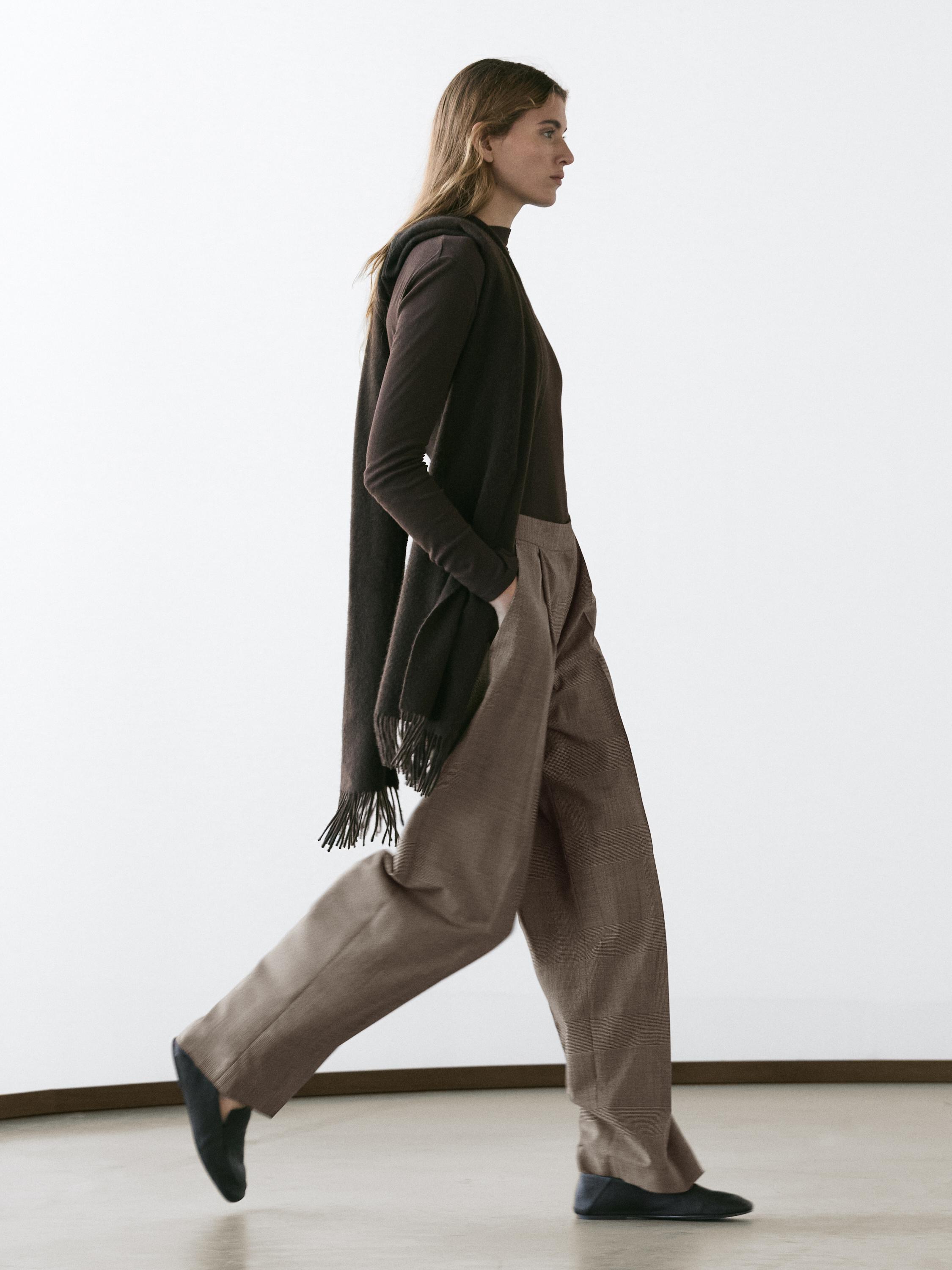 Pantalon de tailleur à carreaux en laine