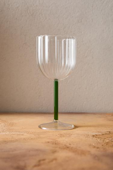 Zara BOROSILICATE GLASS WITH COLORED STEM - Green