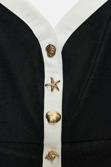 TOP À BOUTONS CONTRASTE - Noir de Zara - Image 7