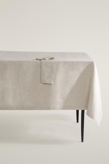 FADED LINEN TABLECLOTH - Light beige by Zara