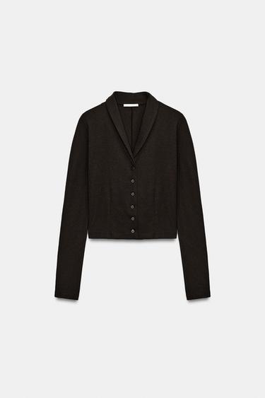 CHAQUETA CORTA BOTONES - Chocolate de Zara - Imagen 0