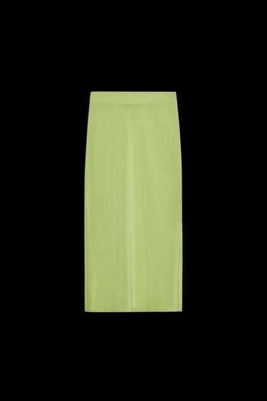 Zara KNIT MIDI SKIRT - Green - Image 0