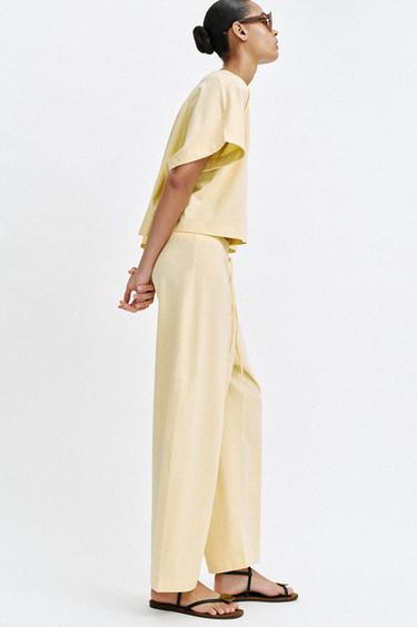 RUSTIC DRAWSTRING TROUSERS - Yellow by Zara - Image 2