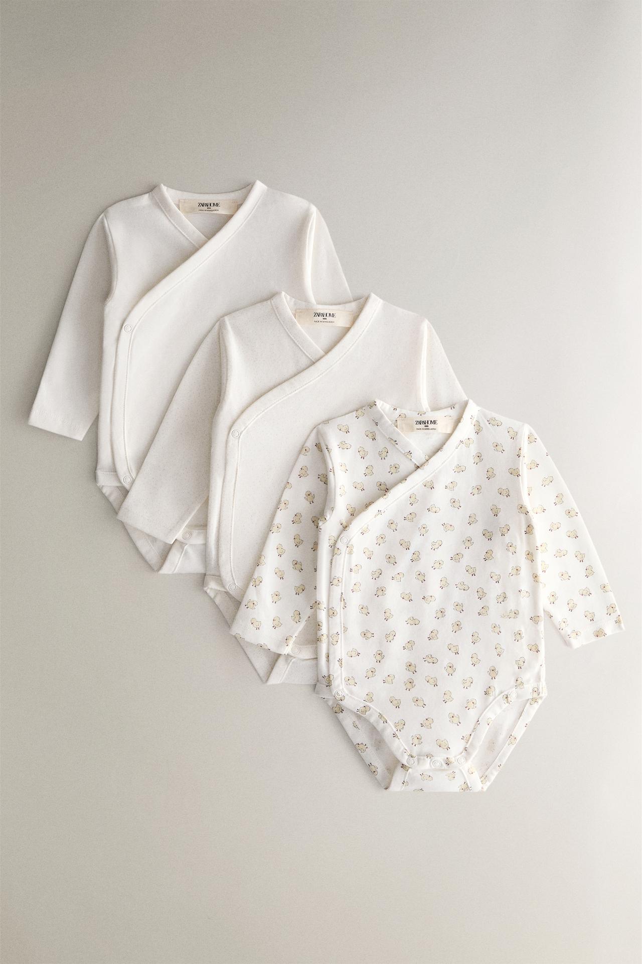 KIDS' CHICK BODYSUIT (SET OF 3) — Oyster-white