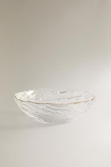 GLASS BOWL WITH GOLD RIM - Gold by Zara - Image 0