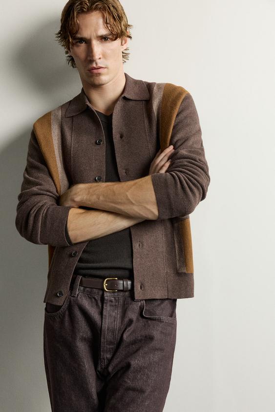 CARDIGAN COULEUR BLOCK - Marron de Zara - Image 4