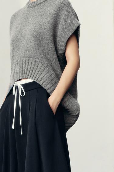 OVERSIZED WOOL WAISTCOAT WITH ASYMMETRIC HEM - Grey by Zara