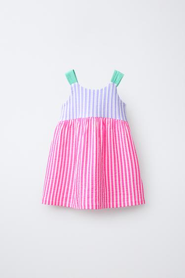 FLUORESCENT STRIPED DRESS - Fuchsia by Zara - Image 0