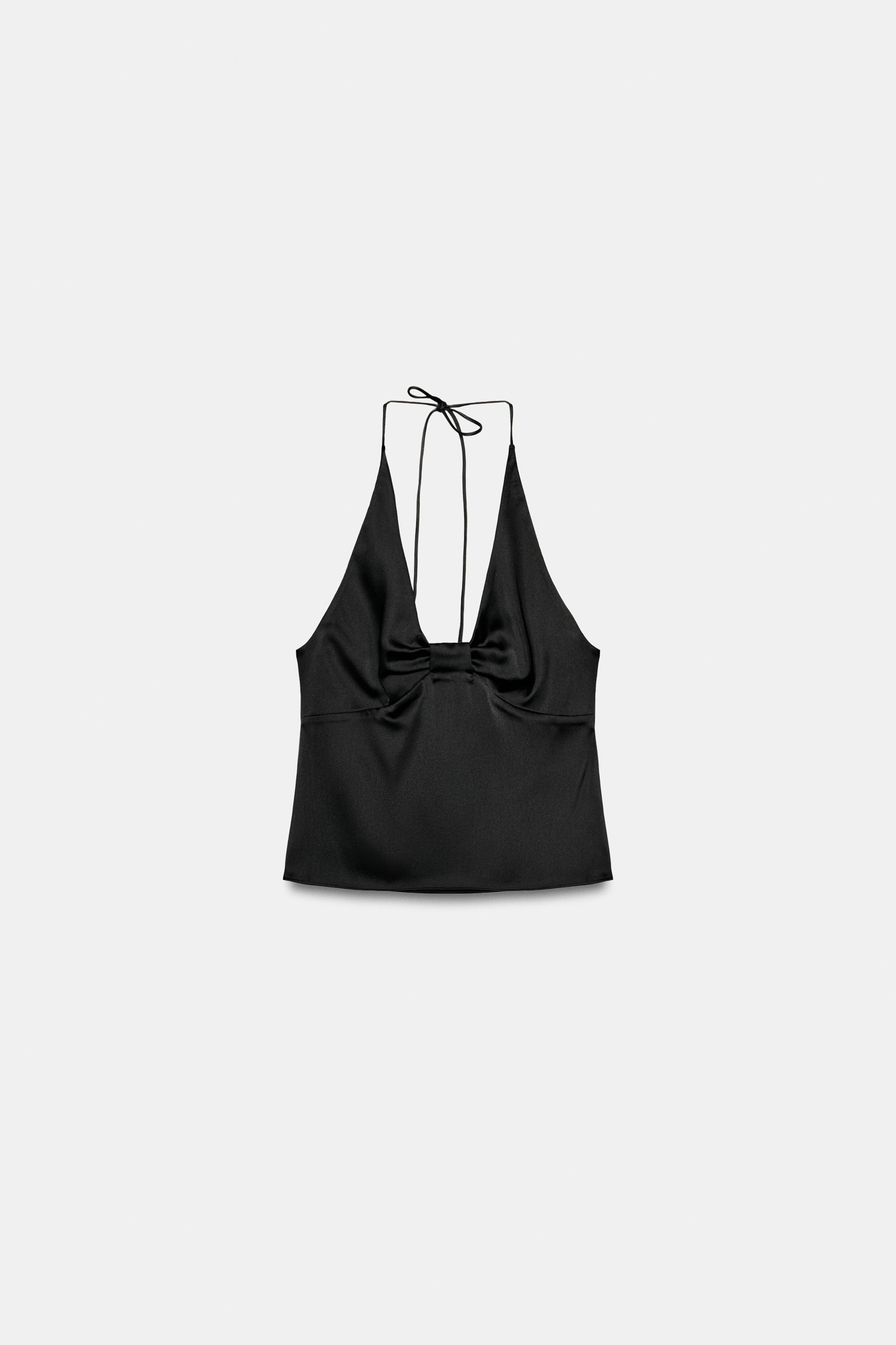 SATIN EFFECT HALTER TOP