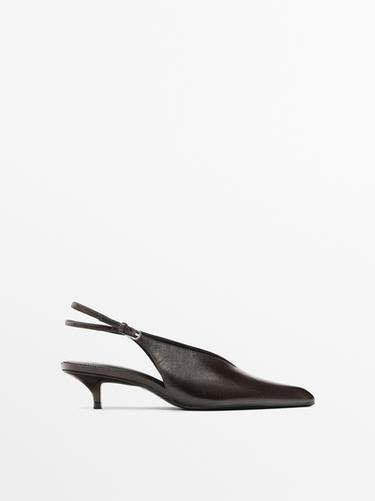 Zara Leather high-heel mules - Brown - Image 0