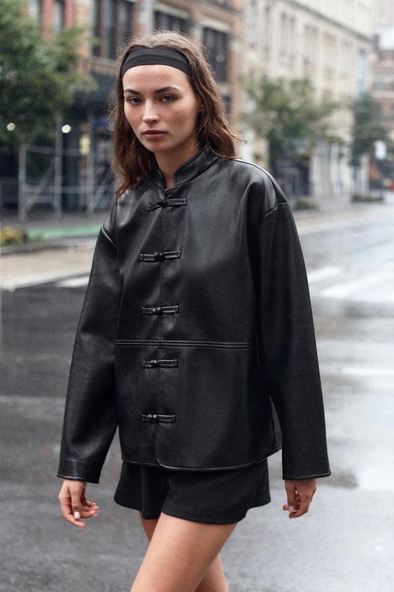 CAZADORA POLIPIEL ALAMARES - Negro de Zara - Imagen 0