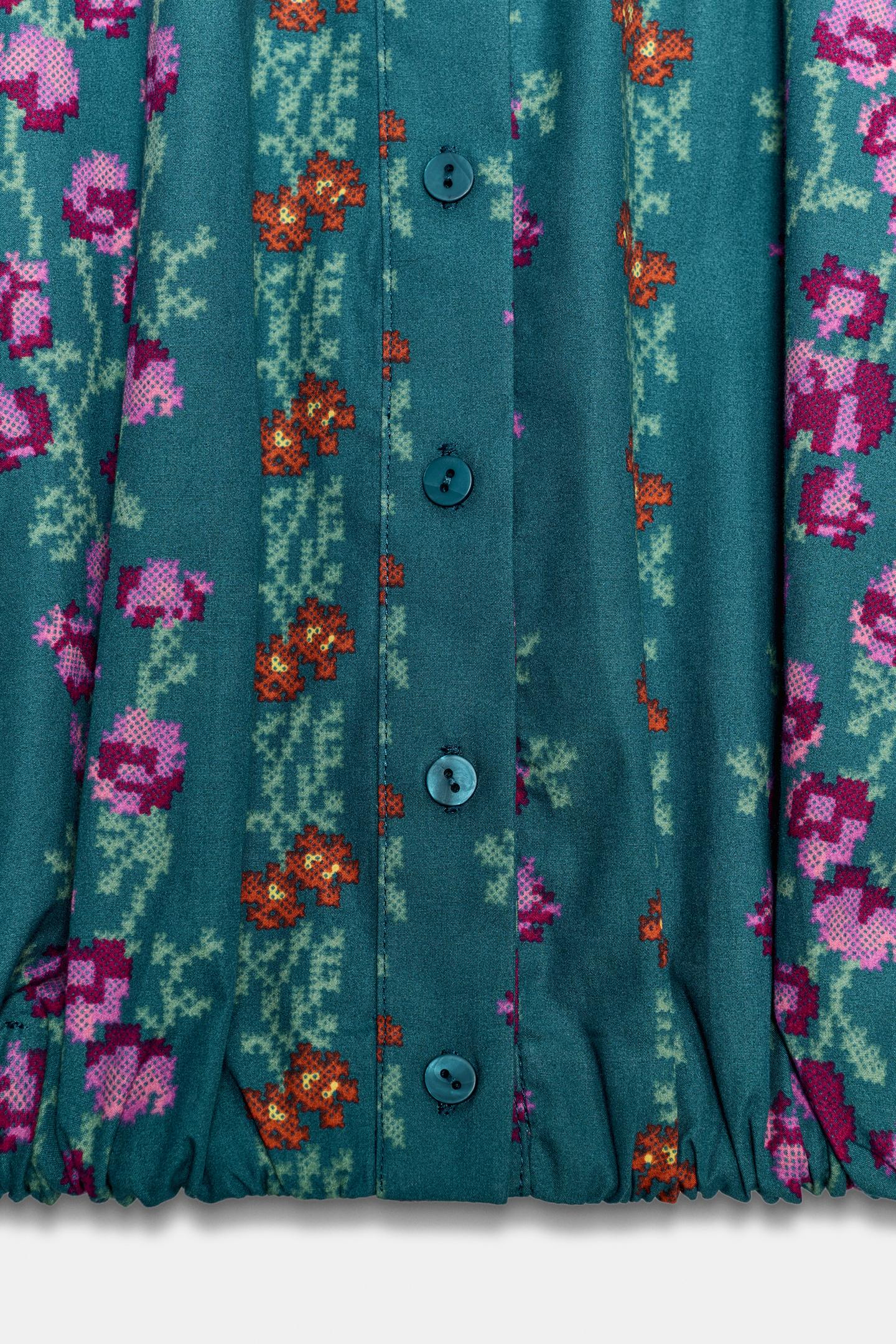 Женская рубашка Zara Floral Print Balloon, цвет: Разноцветный — фото 8