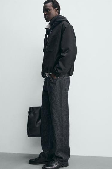 WAXED FINISH DENIM JACKET - Black by Zara - Image 5