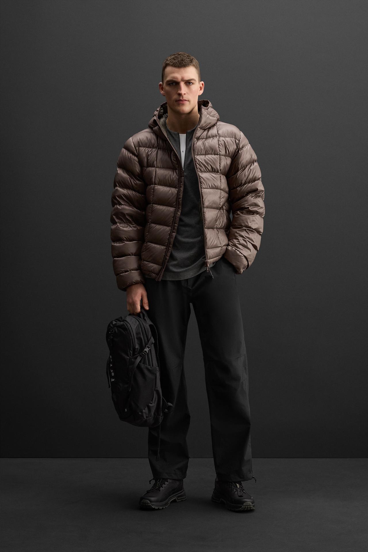 HOODED DOWN JACKET - Light brown by Zara