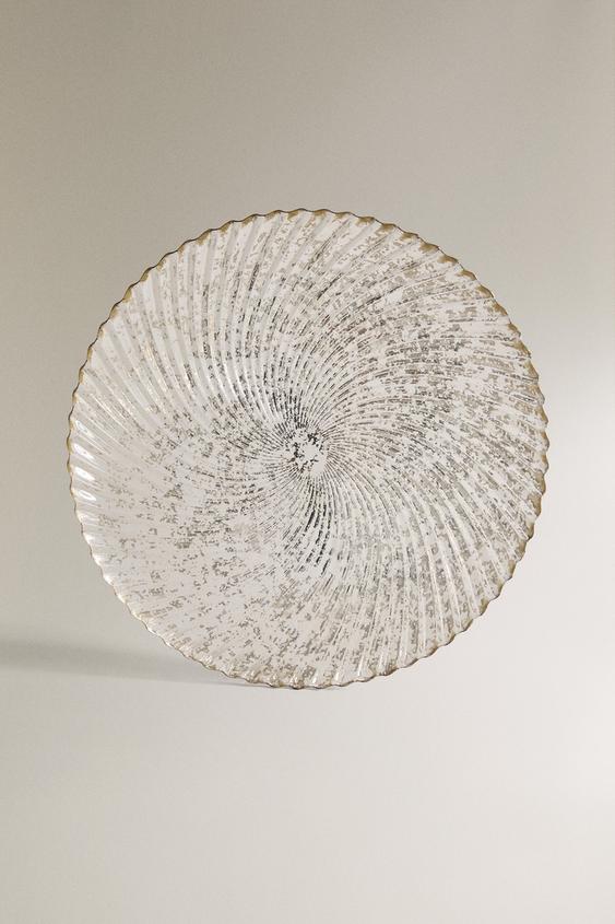 SHINY GLASS CHRISTMAS DESSERT PLATE