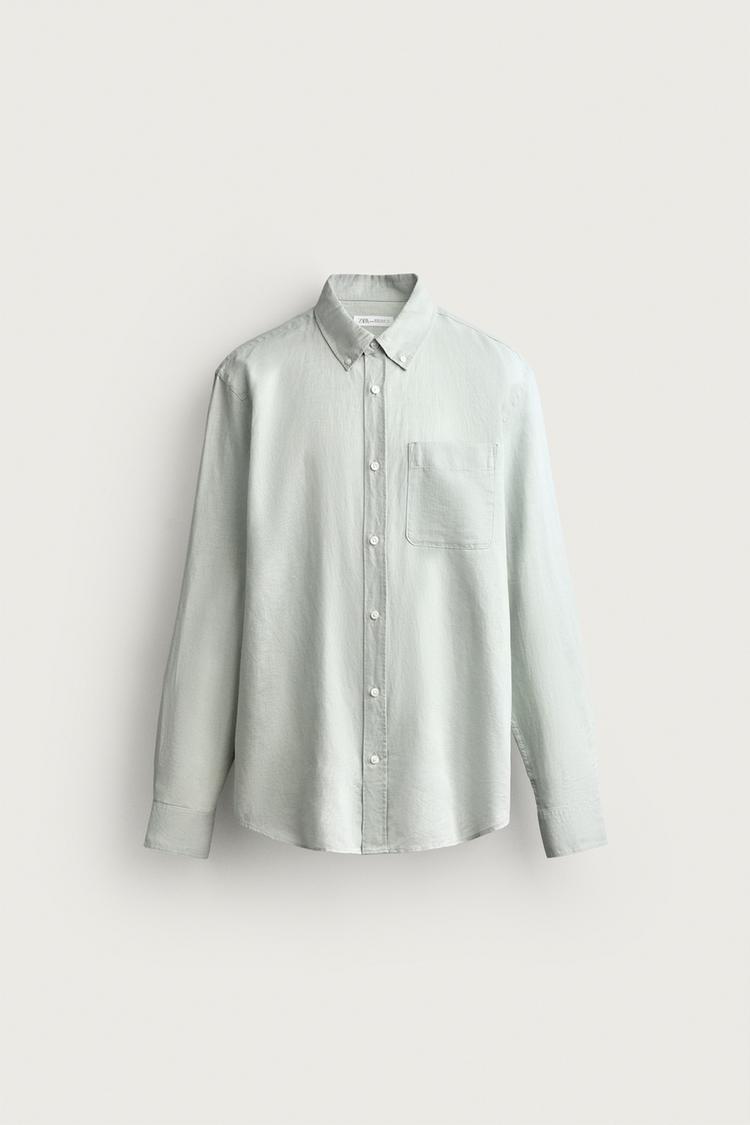 Camisa de mezcla de lino de corte regular 6
