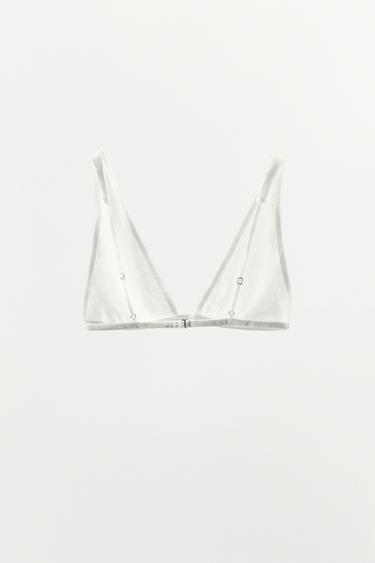 POINTELLE TRIANGLE BRA - White by Zara - Image 4