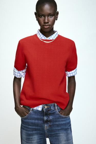 JERSEY CASHMERE 100% MANGA CORTA - Rojo de Zara