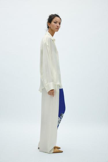 ZW COLLECTION PRINTED TROUSERS - Ecru / Blue by Zara - Image 2