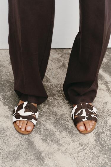 SANDALES PLATES EN CUIR - Multicolore de Zara - Image 1