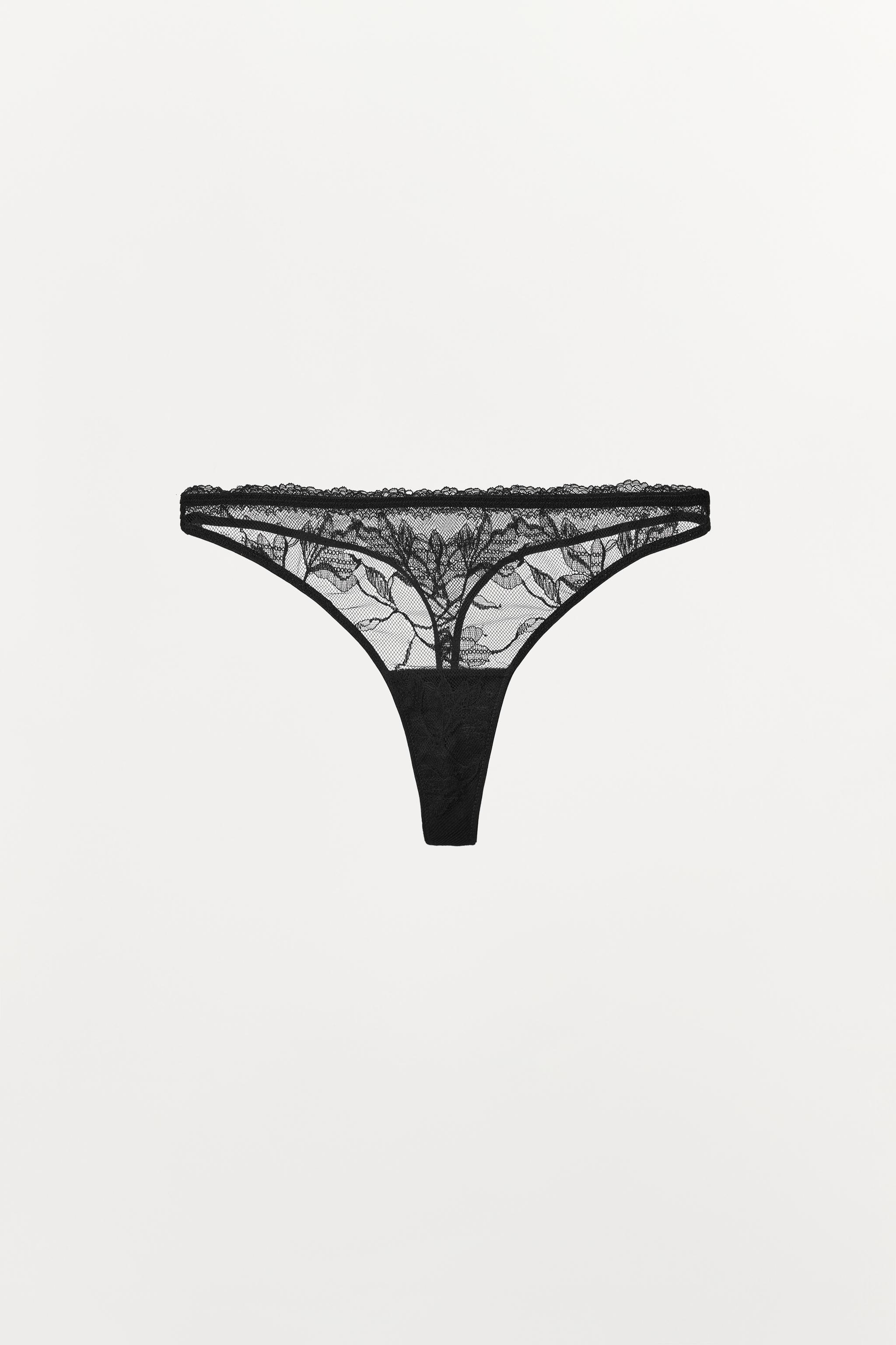 EMBROIDERED FLORAL THONG