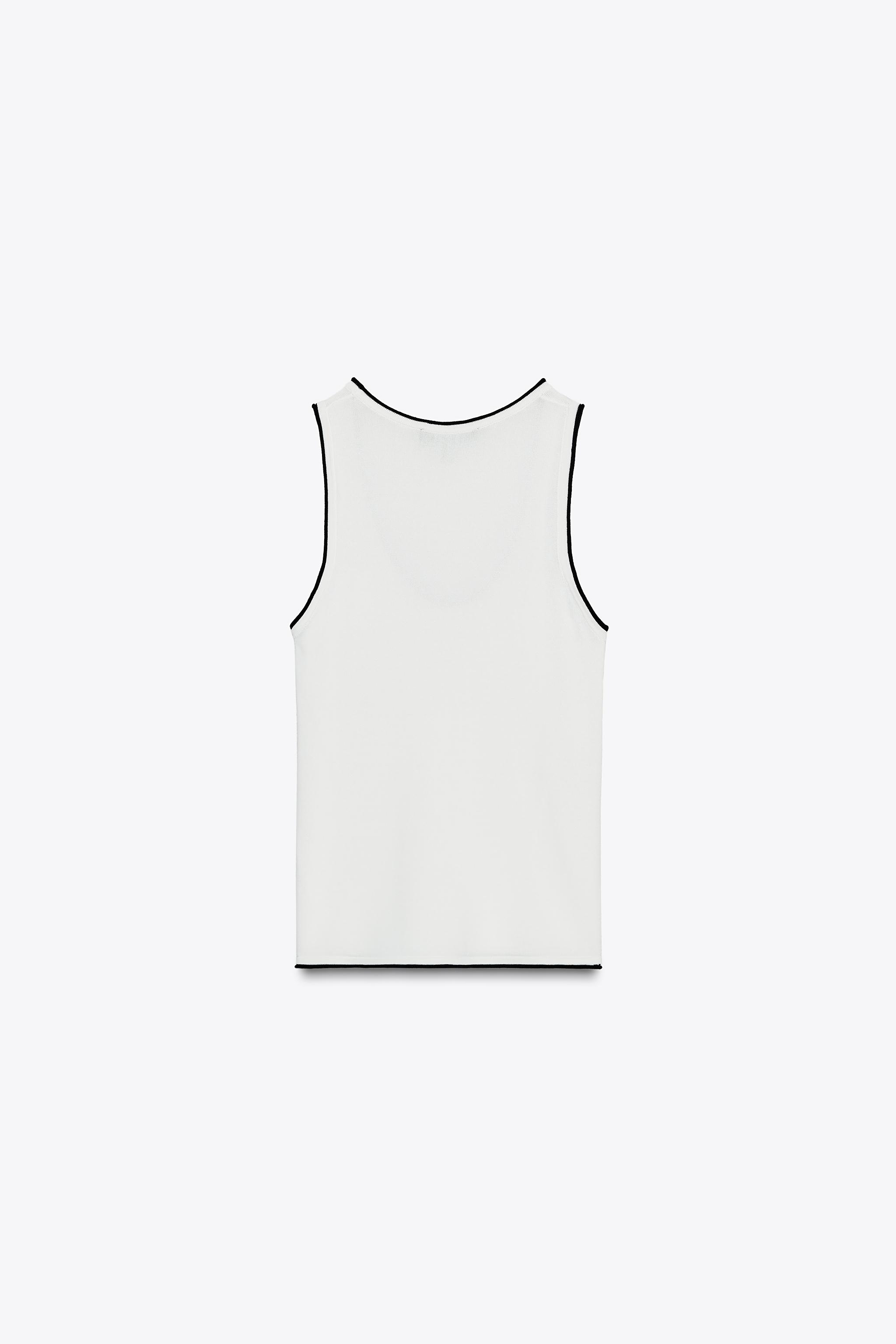TRIM KNIT TOP - White / Navy | ZARA United States