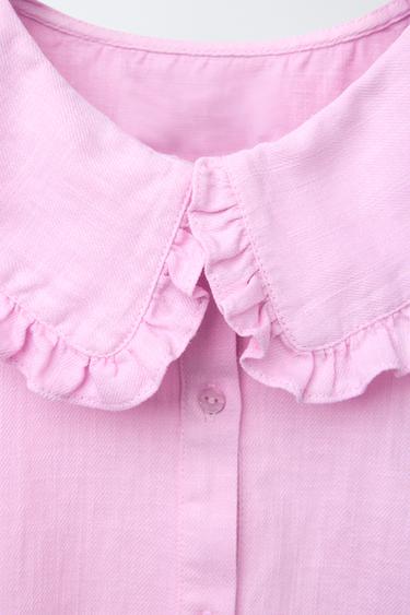 CHEMISE COL CLAUDINE COTON LIN - Rose / Lilas de Zara - Image 2