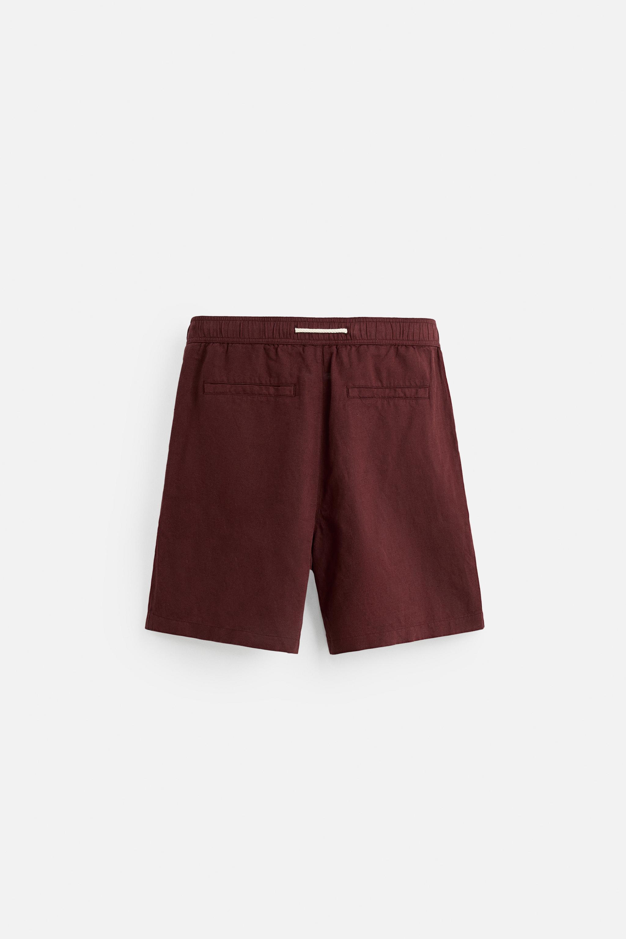 LINEN-COTTON SHORTS - Burgundy | ZARA United States