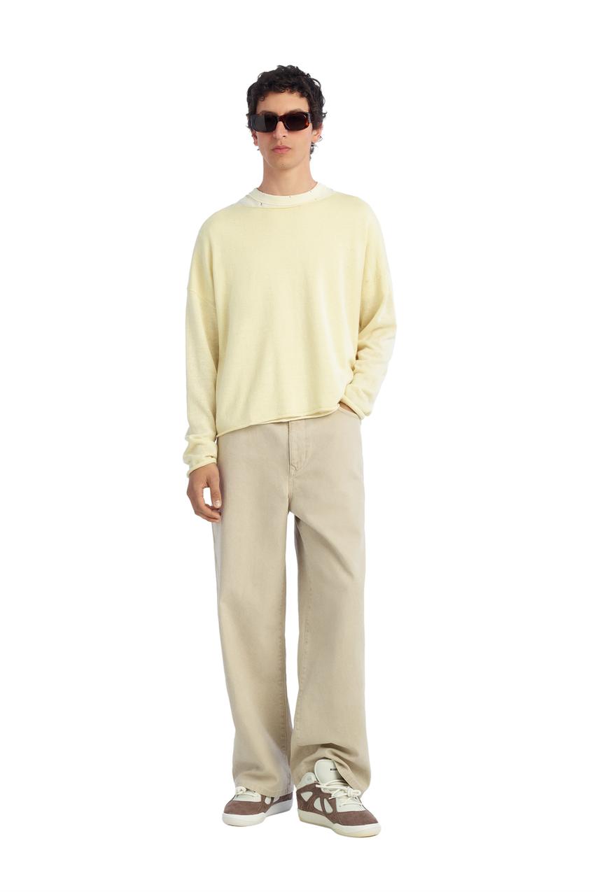 LINEN - WOOL CROPPED FIT JUMPER - Yellow | ZARA United States LINEN - WOOL CROPPED FIT JUMPER - Yellow | ZARA United States