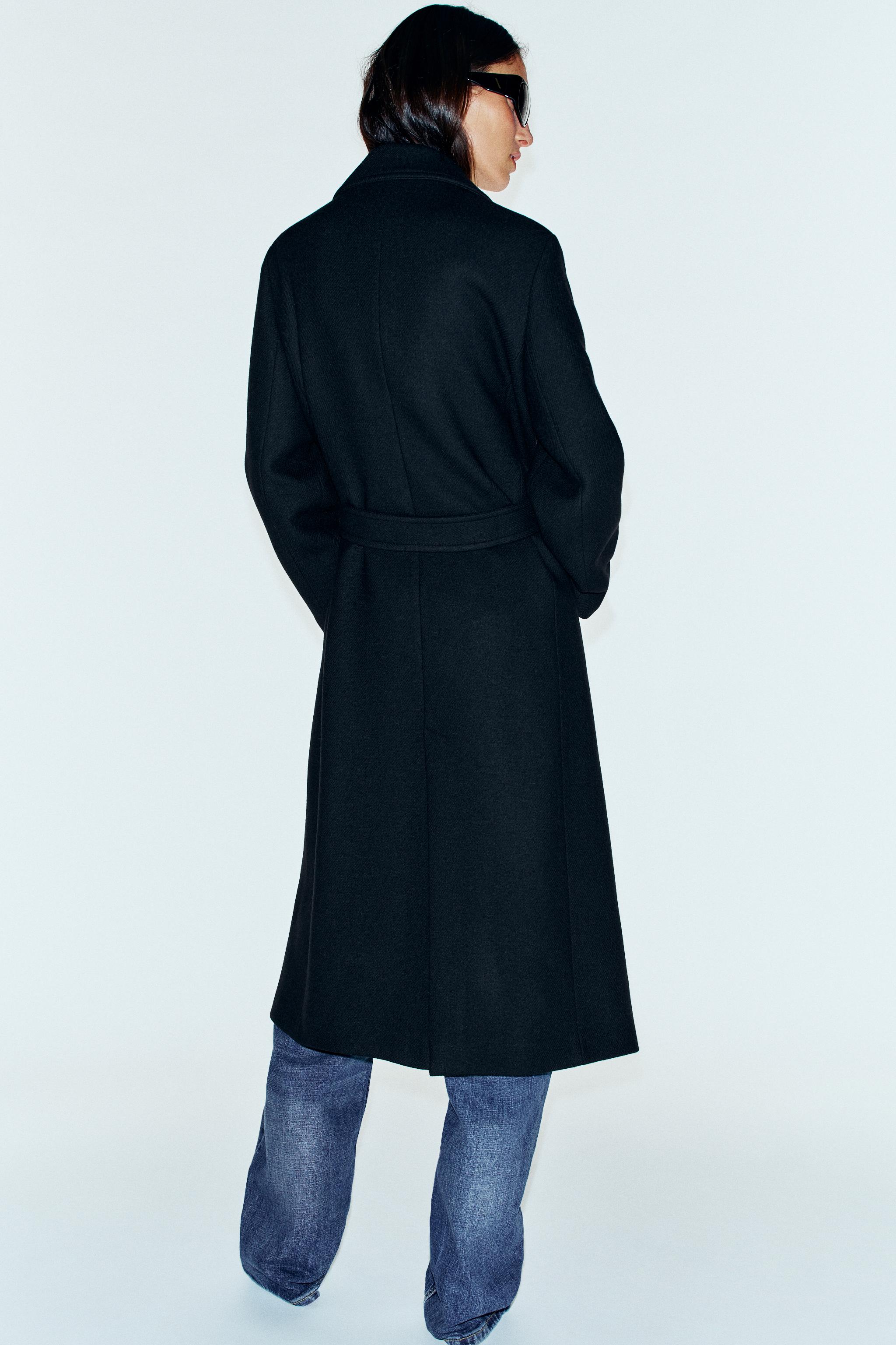 MANTEAU LONG AVEC LAINE ET CEINTURE