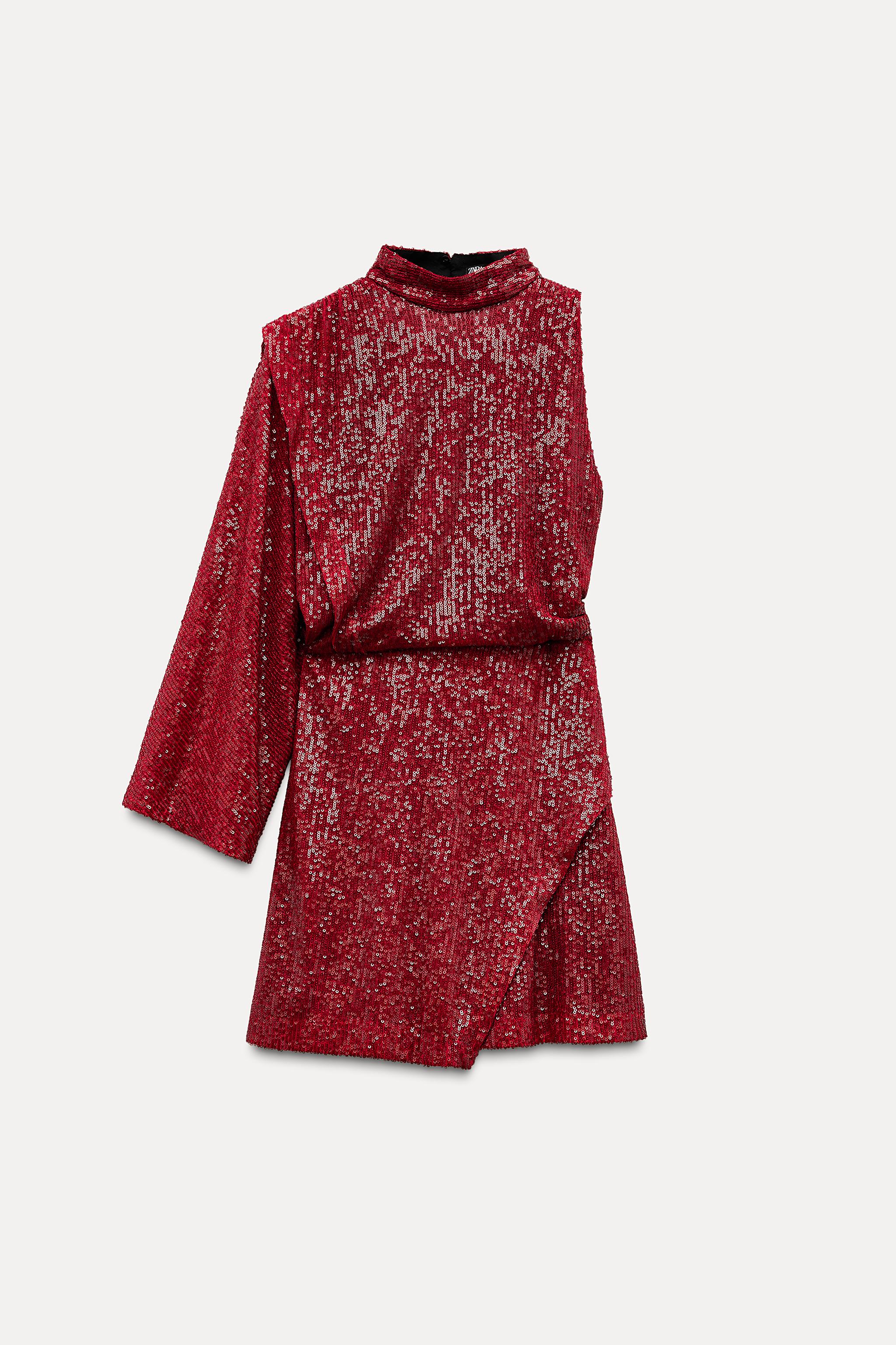 sequin mini dress zara NEW SHORT EVENING COLLECTION PINK XS-L 0387/177 Back zip closure and neck strap with button Sequin Dress