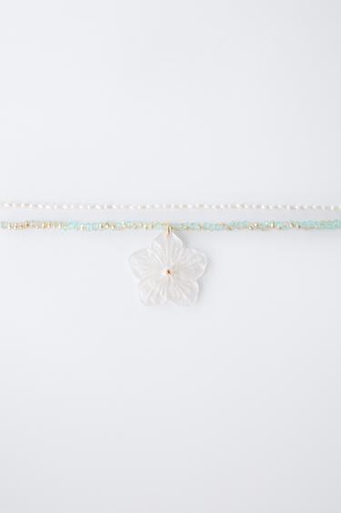 FLOWER BEAD NECKLACE - White by Zara - Image 2