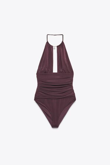 BODY DRAPÉ COL BIJOU - Bordeaux de Zara - Image 4