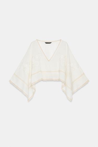 TOP CAPE BRODERIES - Écru de Zara - Image 3