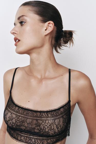 Zara LACE BANDEAU BRALETTE - Black - Image 0