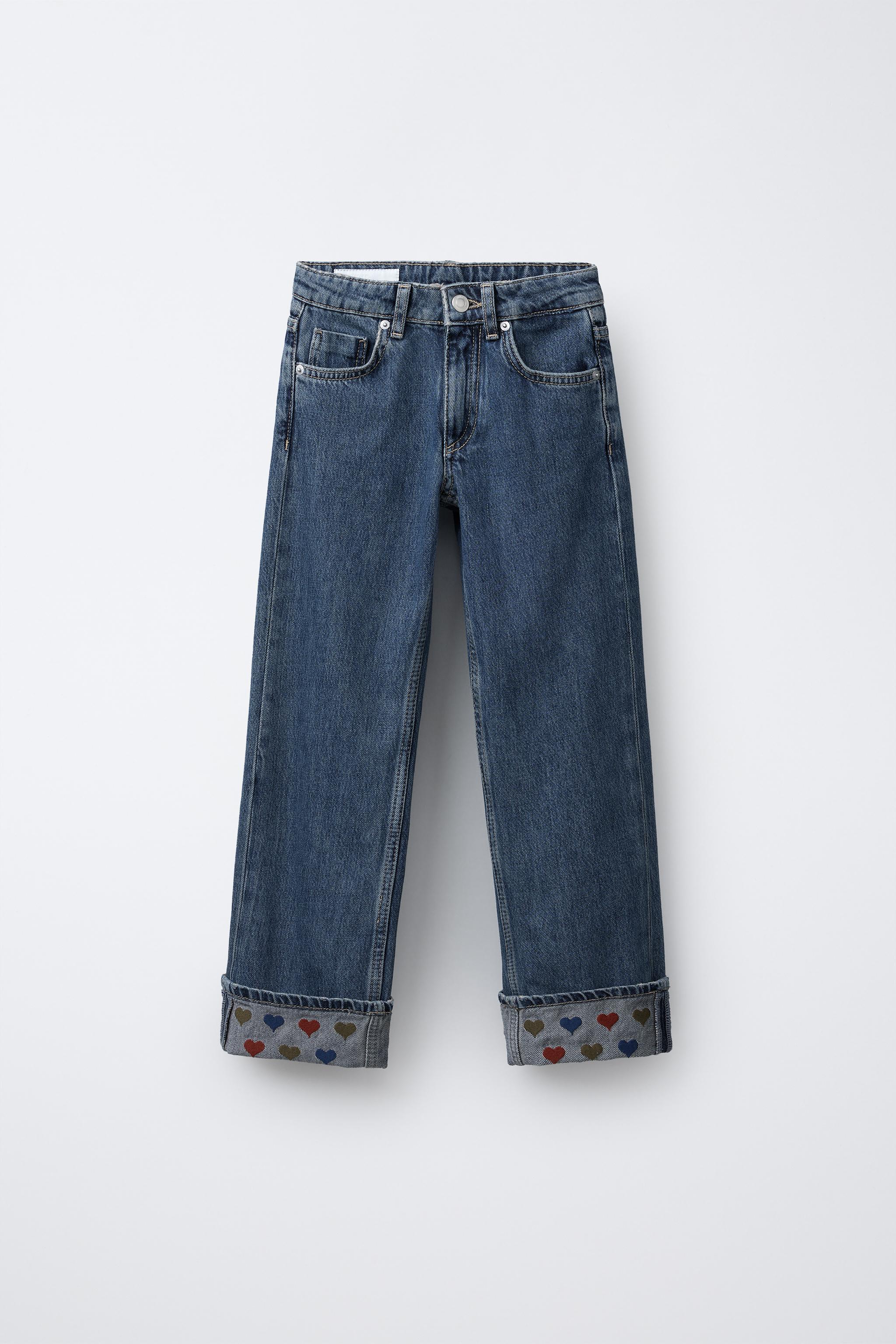 HEART PRINT STRAIGHT LEG JEANS