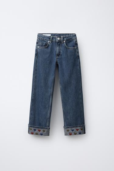 JEANS STRAIGHT CORAZONES - Azul de Zara