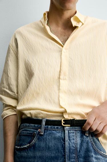 STRIPED FLOWING SHIRT - Yellow by Zara - Image 5
