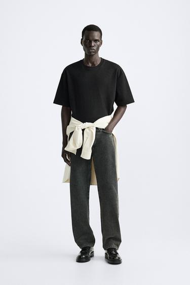 TEXTURED JACQUARD T-SHIRT - Black by Zara