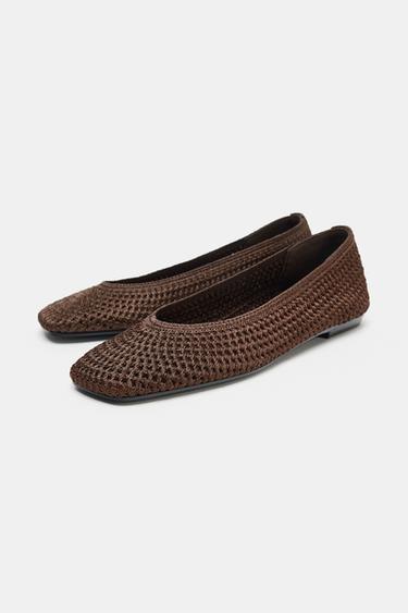 BRAIDED BALLET FLATS - Brown by Zara - Image 2