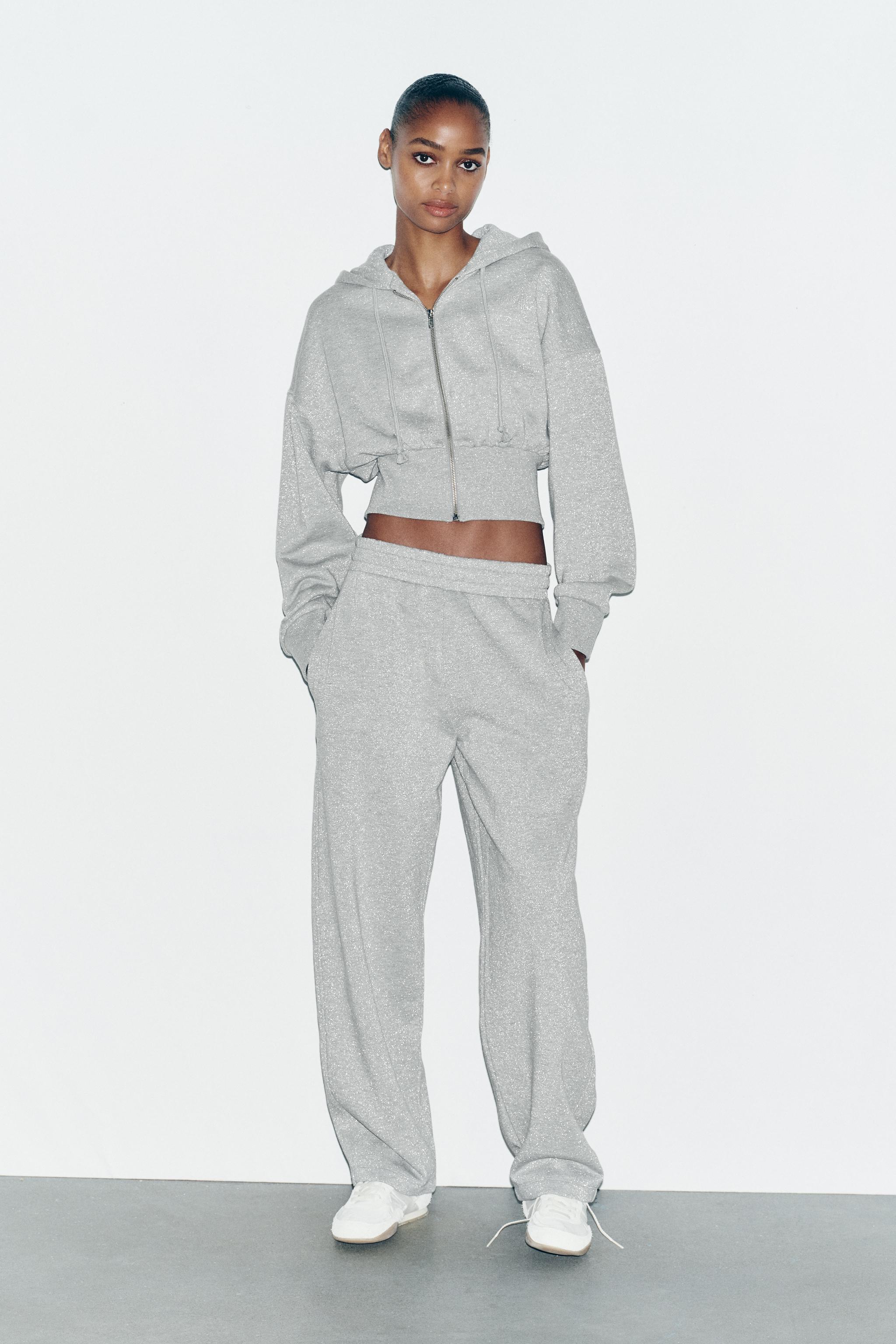 エマ METALLIC THREAD CROP SWEATSHIRT - Gray marl | ZARA United States