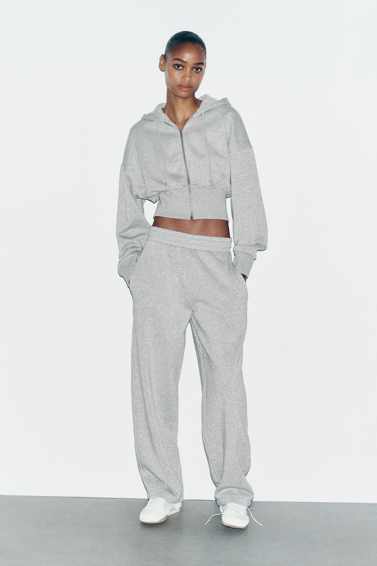 SWEAT COURT FIL MÉTALLISÉ Gris chiné ZARA Belgique Belgium