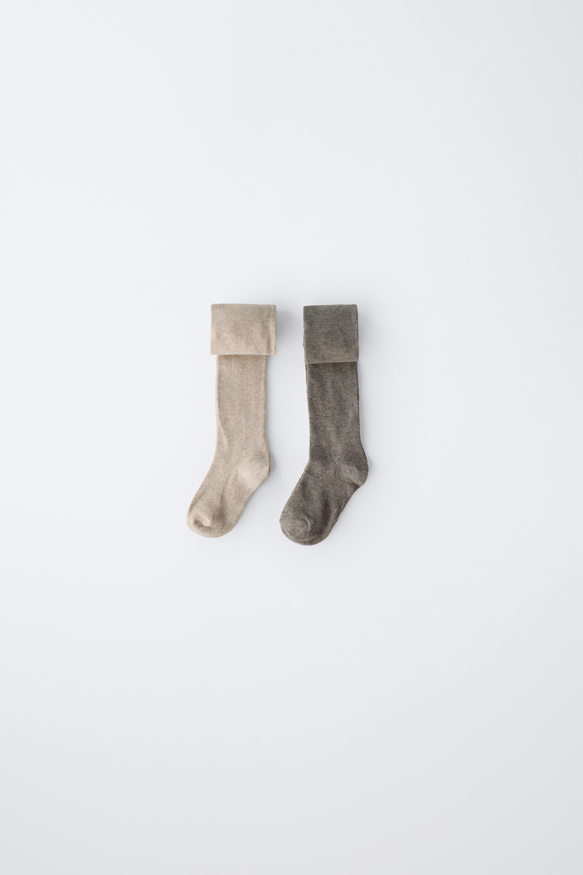 TWO-PACK PLAIN TIGHTS — Light beige