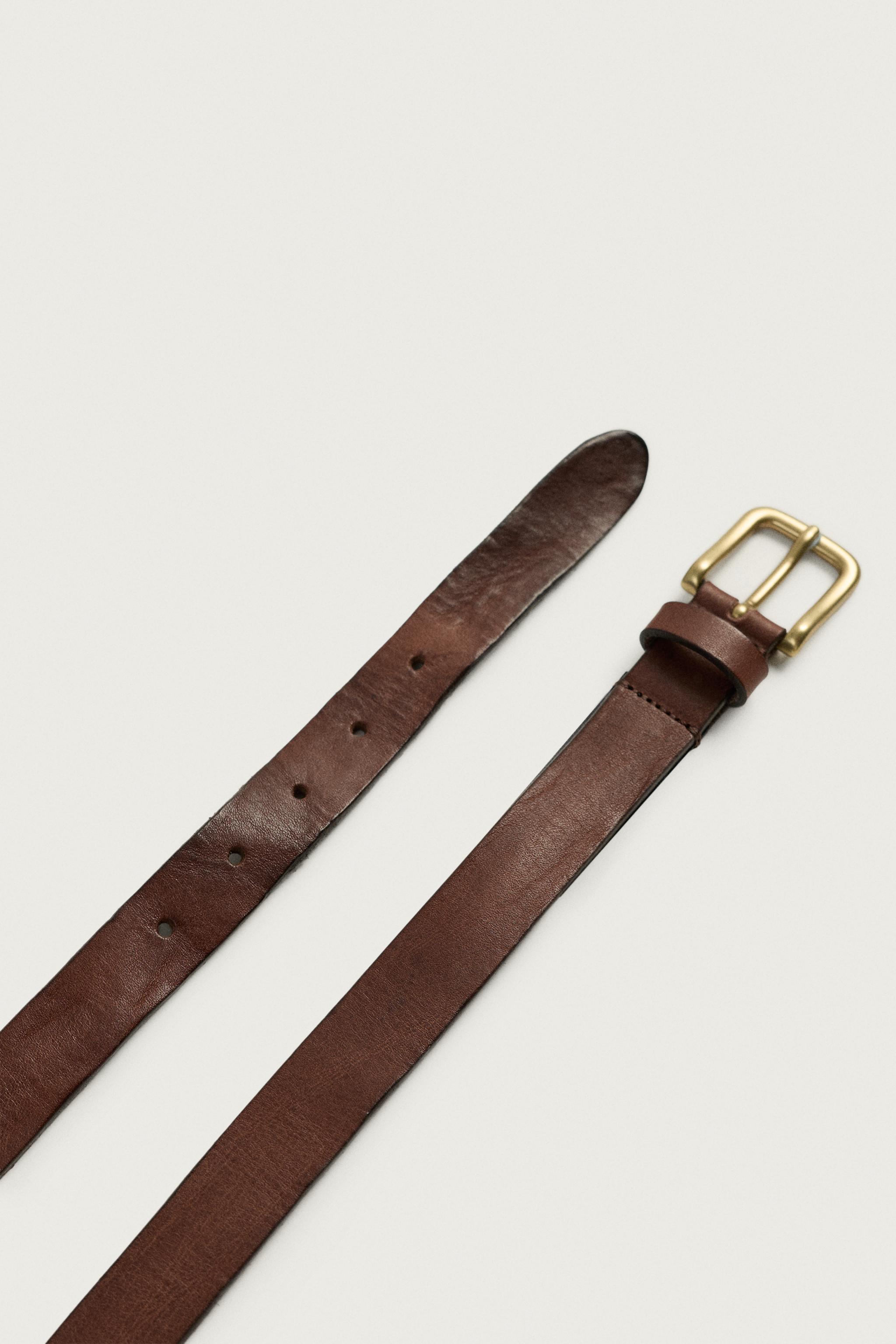 AARON LEVINE X ZARA VINTAGE EFFECT LEATHER BELT — Brown