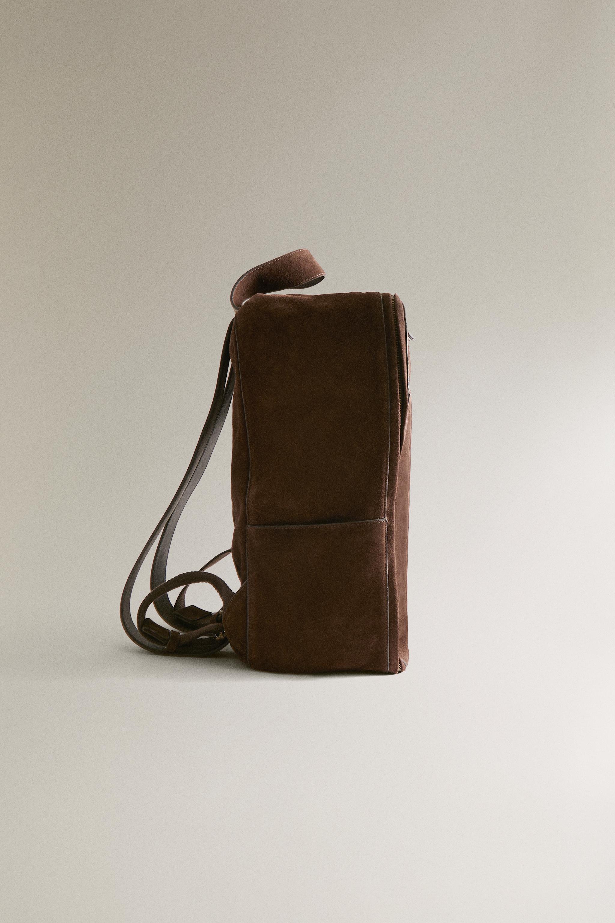 SPLIT SUEDE LEATHER BACKPACK - Chocolate Brown | ZARA Canada