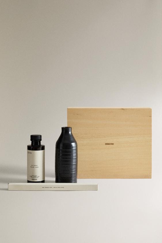 (120 ML) DIFUSOR DE AMBIENTE COM VARETAS VELVET CUIR E RECIPIENTE DE CERÂMICA - Marrom da Zara - Imagem 0