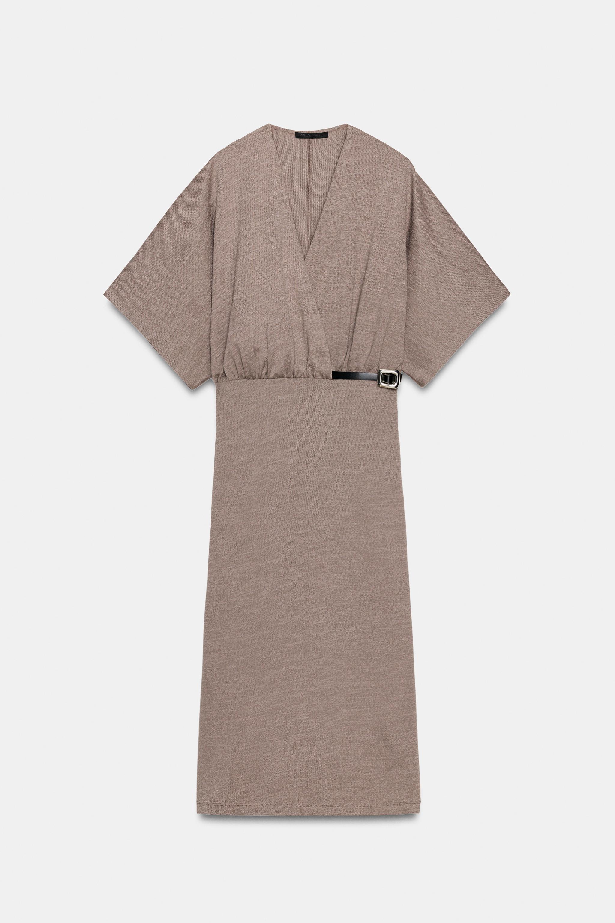ROBE MI-LONGUE EN PIQUÉ AVEC CEINTURE